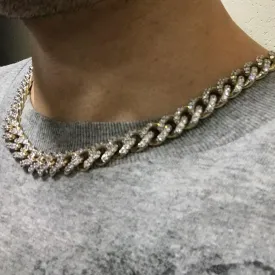 10K Yellow Gold CZ Turkish Cuban Iced Out Chain