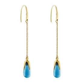 18kt Yellow Gold & Blue Topaz Drop Chandelier Earrings