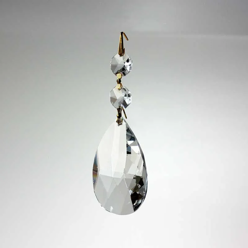 72mm Crystal Teardrop w/ 2 Top Beads