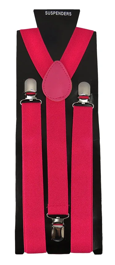 Adjustable Clip-on Suspenders - Fuchsia  Pink