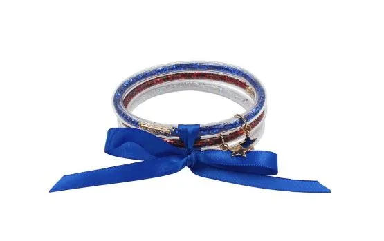 Americana Glittery Star Charm Jelly Bangle Set