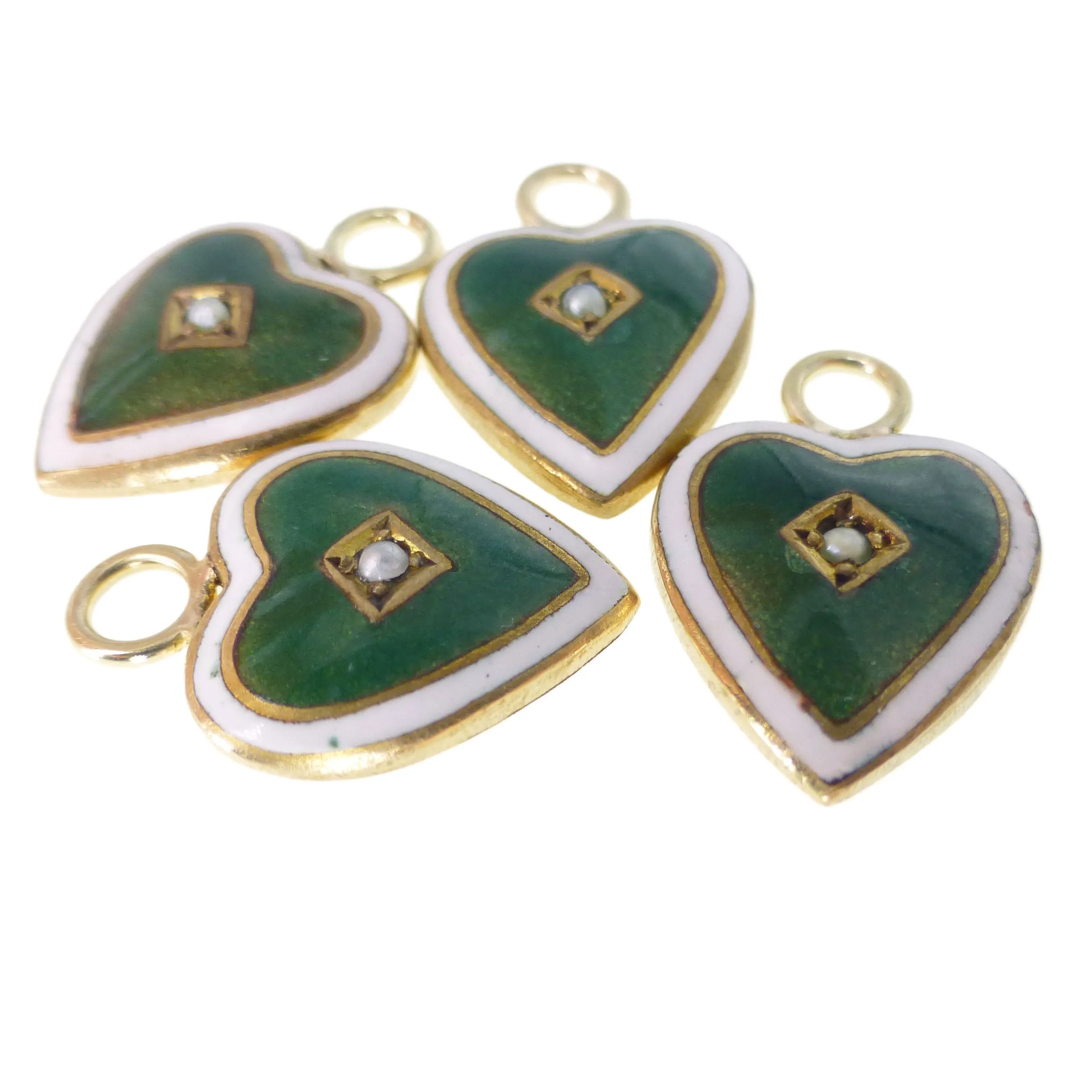 Antique Rolled Gold Enamel Heart Charm