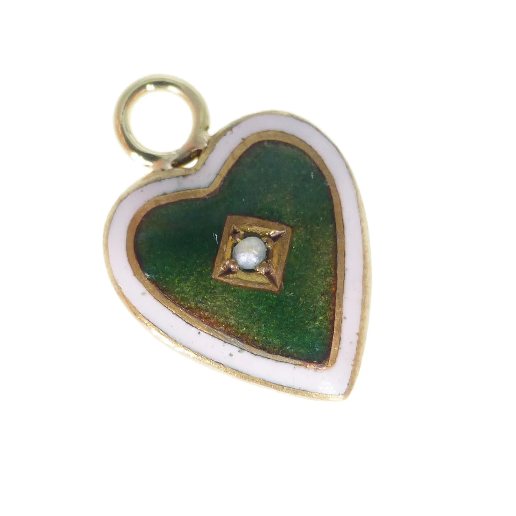 Antique Rolled Gold Enamel Heart Charm