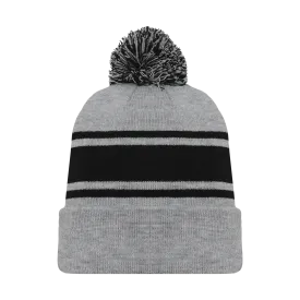 Athletic Knit (AK) A1830A-920 Adult Heather Grey/Black Hockey Toque/Beanie