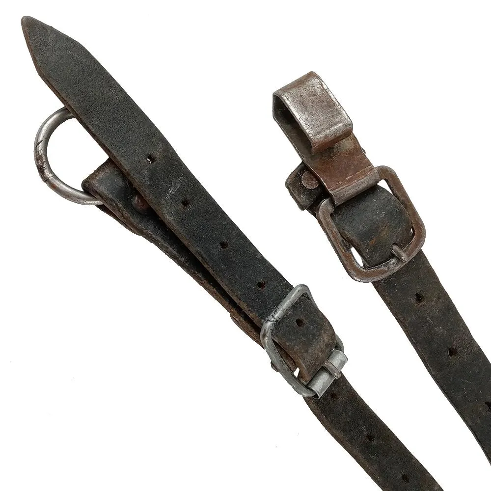 Austrian Army Leather Y-Strap Suspenders