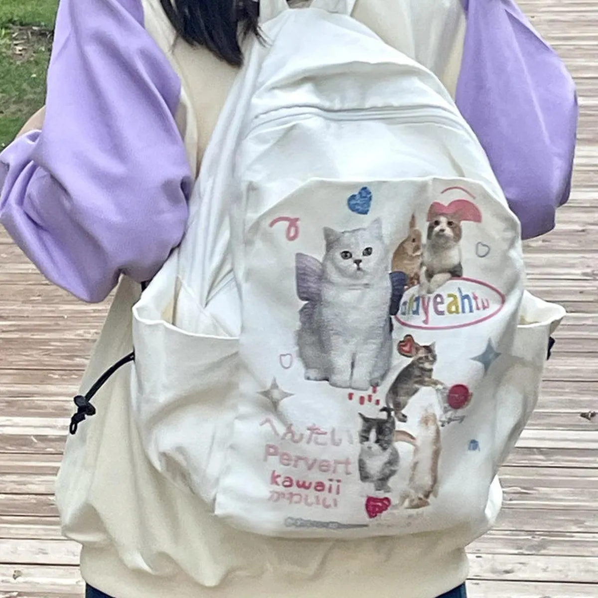 benpaolv Kawaii Cats Backpack Weirdcore Aesthetic