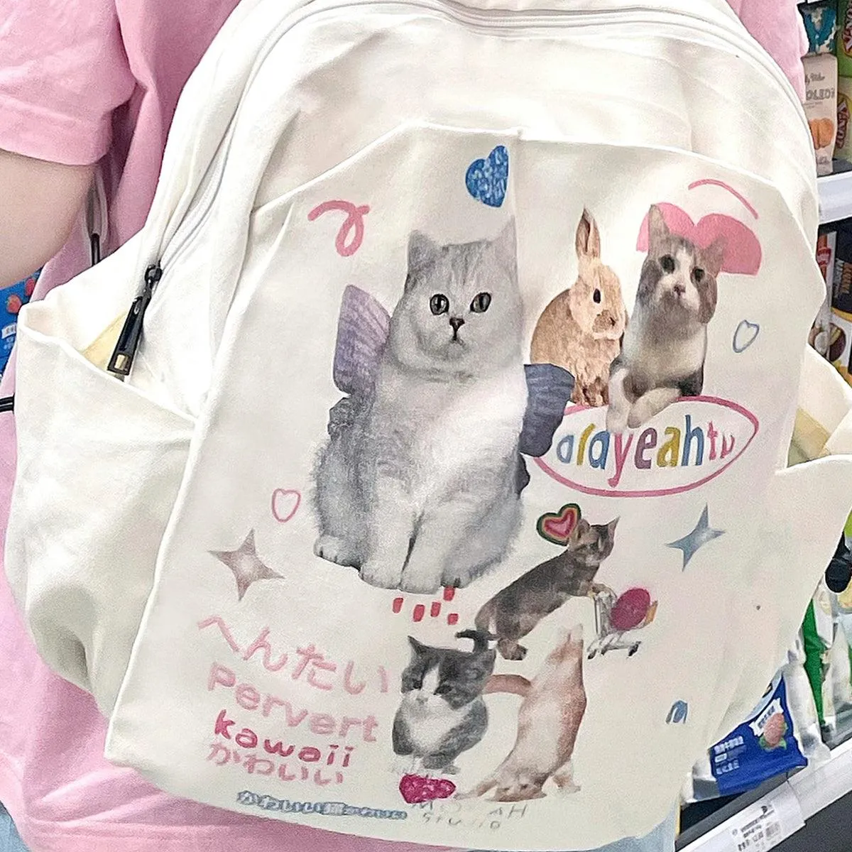 benpaolv Kawaii Cats Backpack Weirdcore Aesthetic