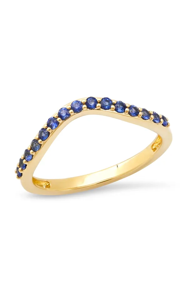 Blue Sapphire Contour Ring