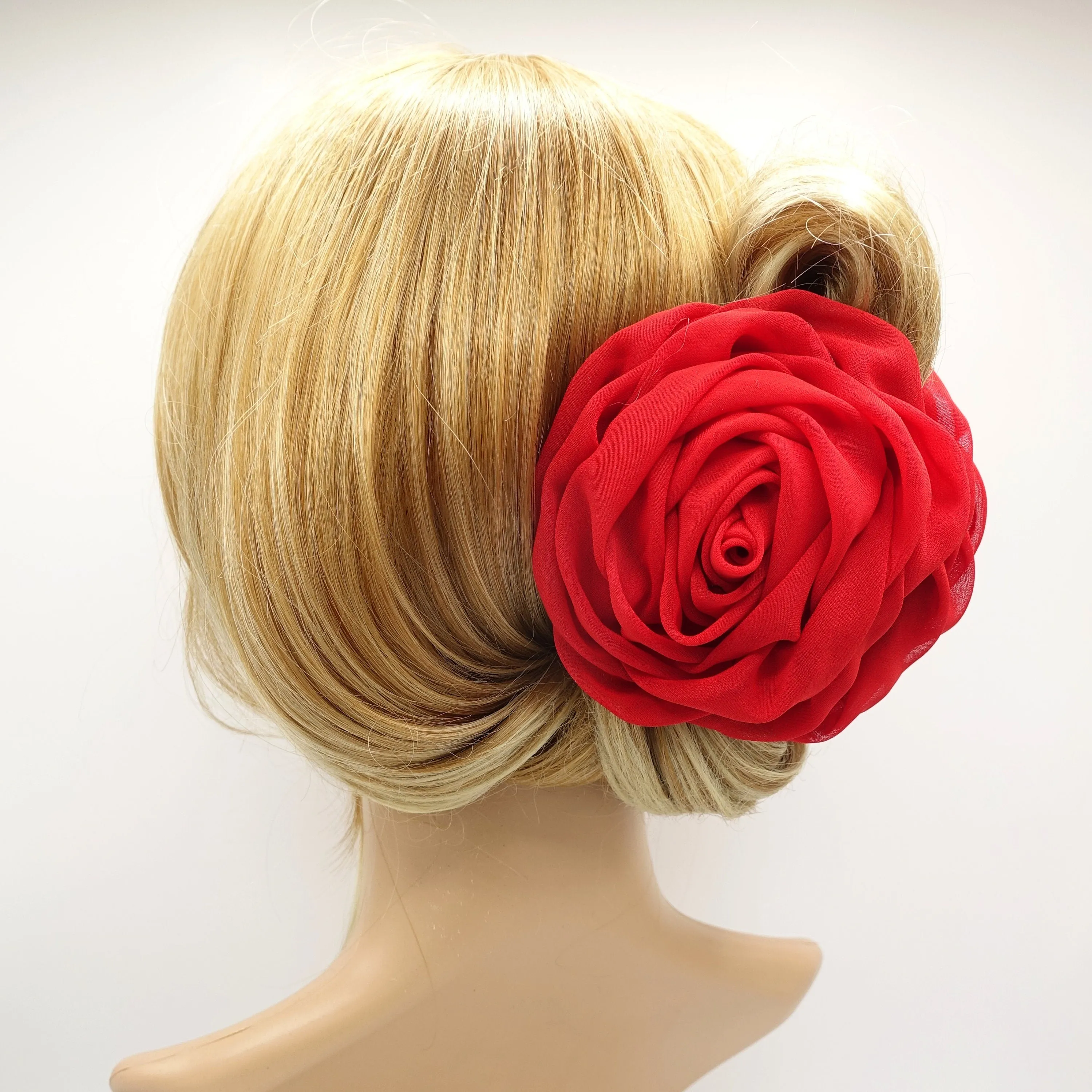 chiffon flower hair claw updo hair clamp for women