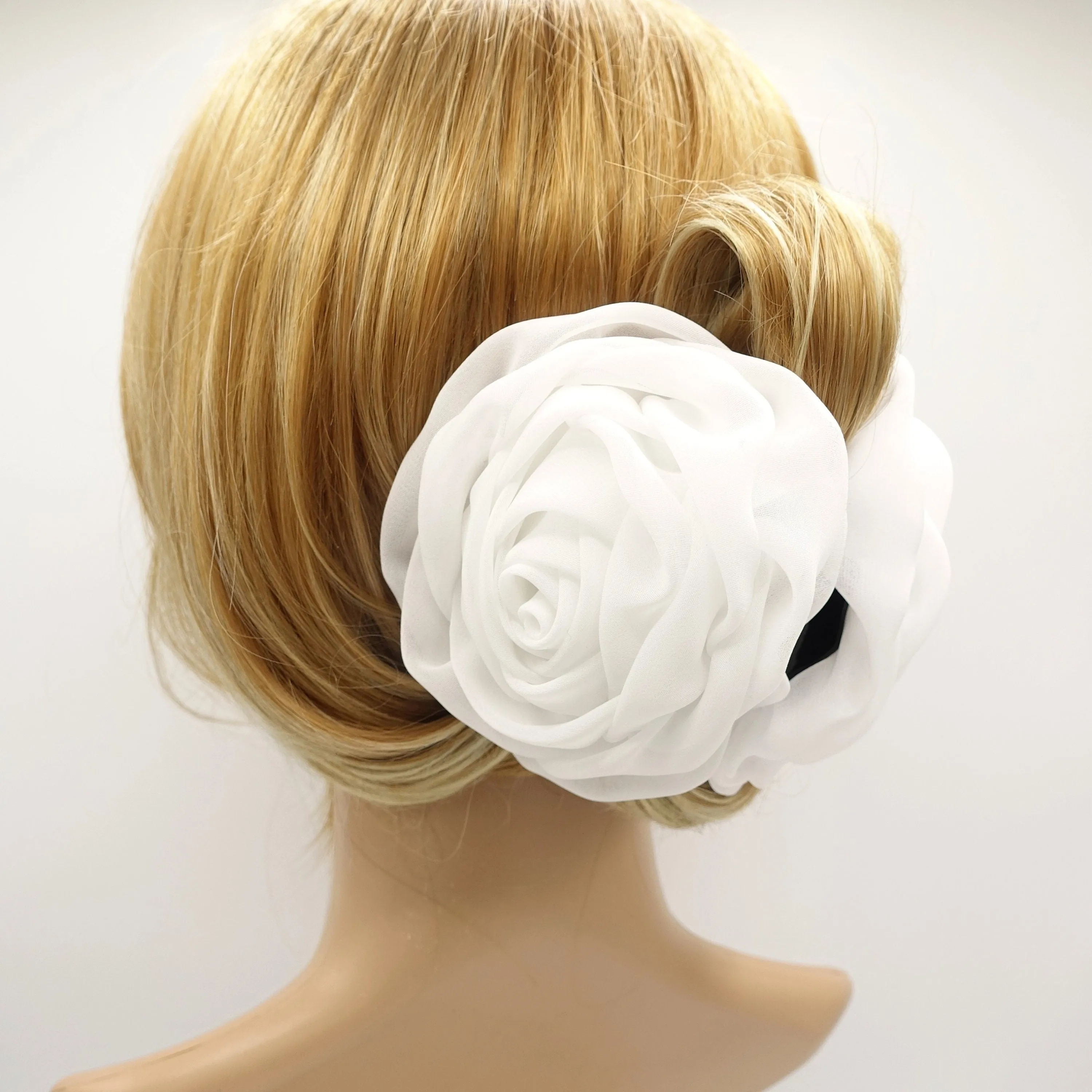 chiffon flower hair claw updo hair clamp for women