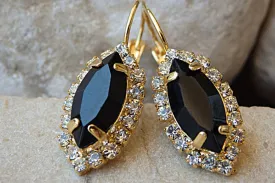 Clear Black Drop Earrings