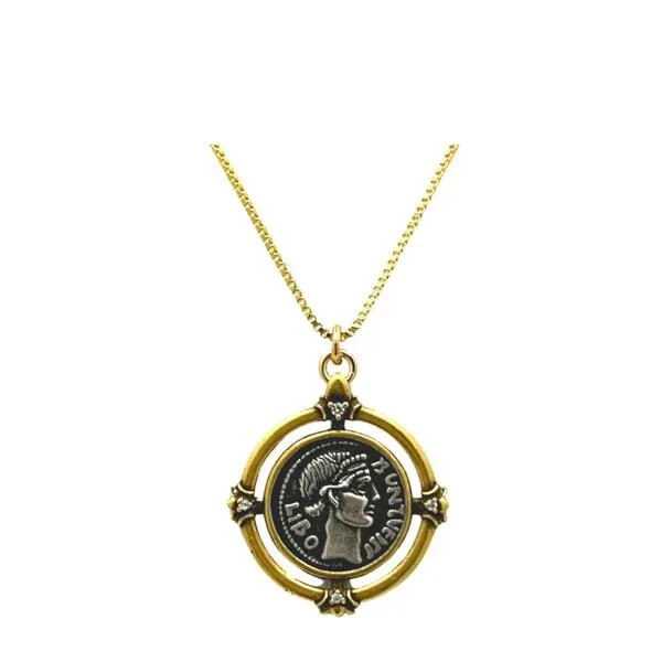 Coin: Face Rhodium and Gold Fill With CZ Accents (NGCP464CN)