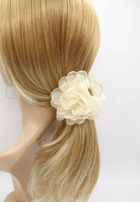 flower hair claw, organza petal clip, flower 3 Prong Claw Clip Women Hair Accessory