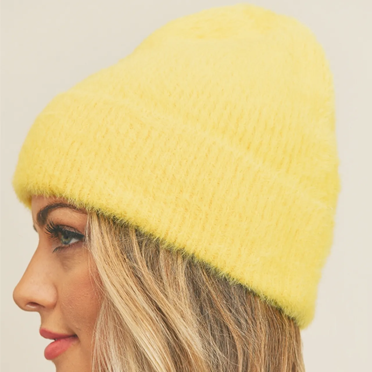 Fuzzy Solid Beanie Winter Hat - Womens