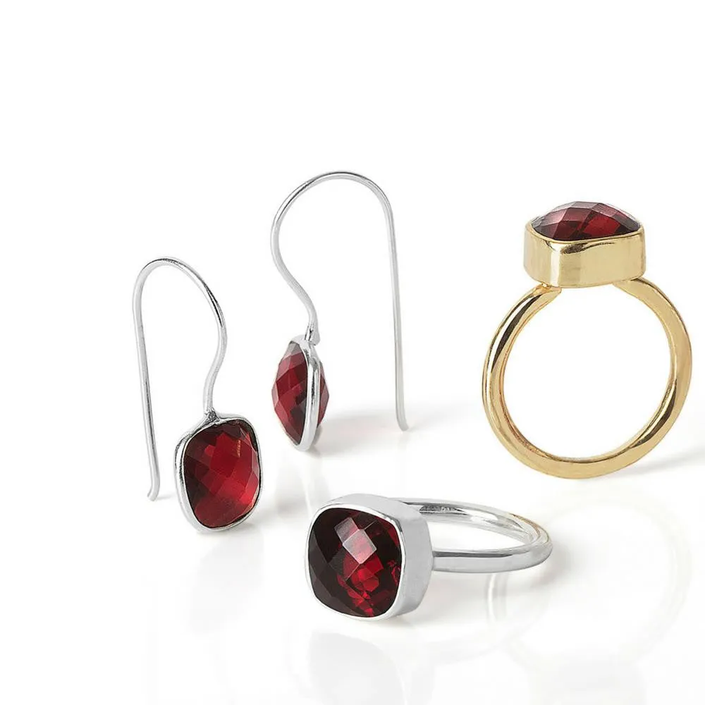 Garnet Cocktail Ring | Silver