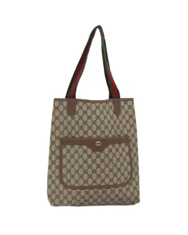 GG Supreme Web Tote Bag in Beige and Red