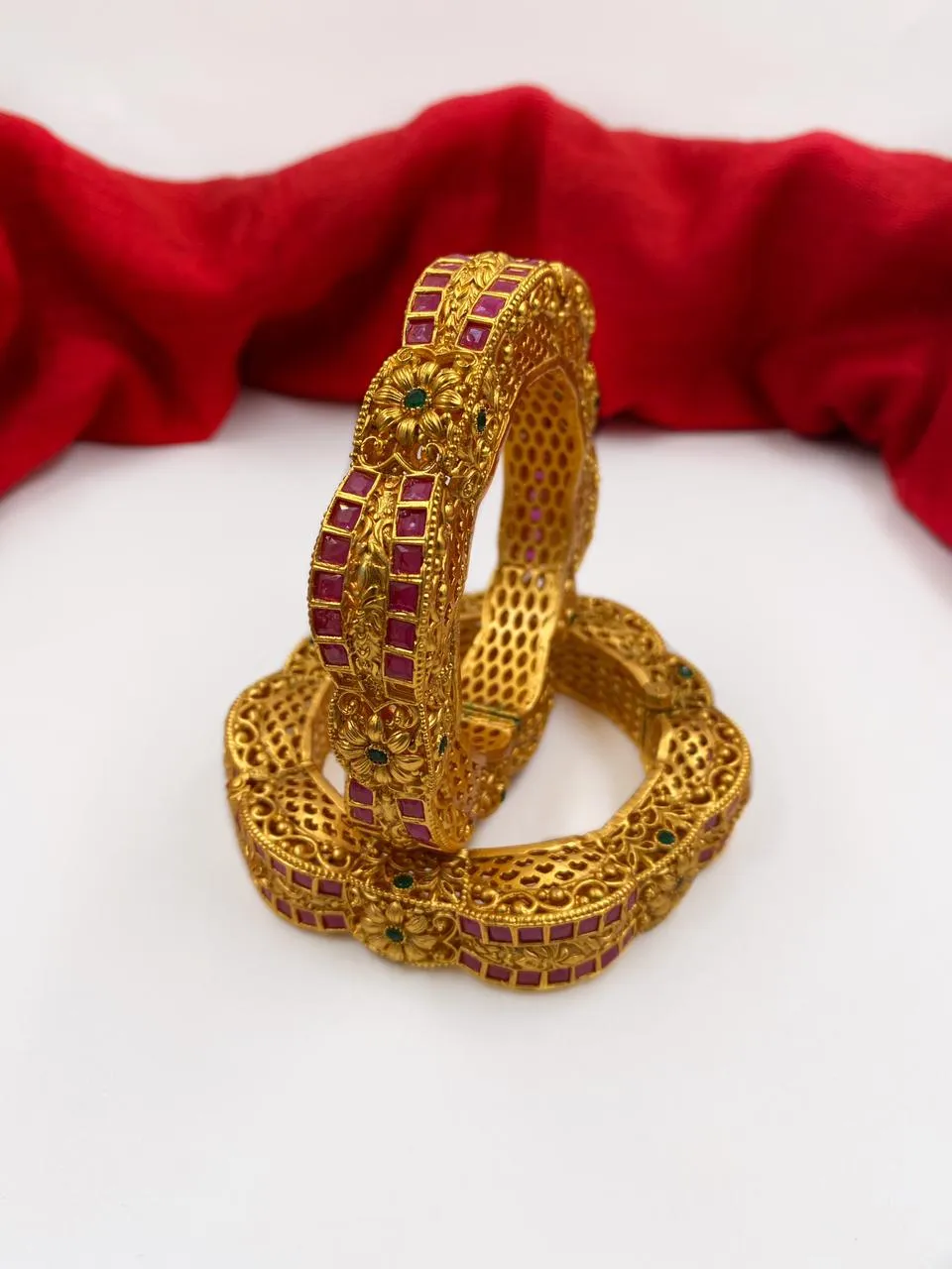 Gold Plated Antique Royal Look Bangles For Women By Gehna Shop