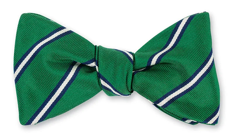 Green/Navy Queens Stripes Bow Tie - B5562