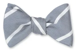 Grey/White Buckingham Striped Bow Tie - B2793