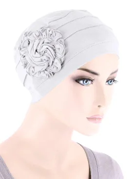 H149BB-WHITE#Bamboo Pleated Sunflower Cap White