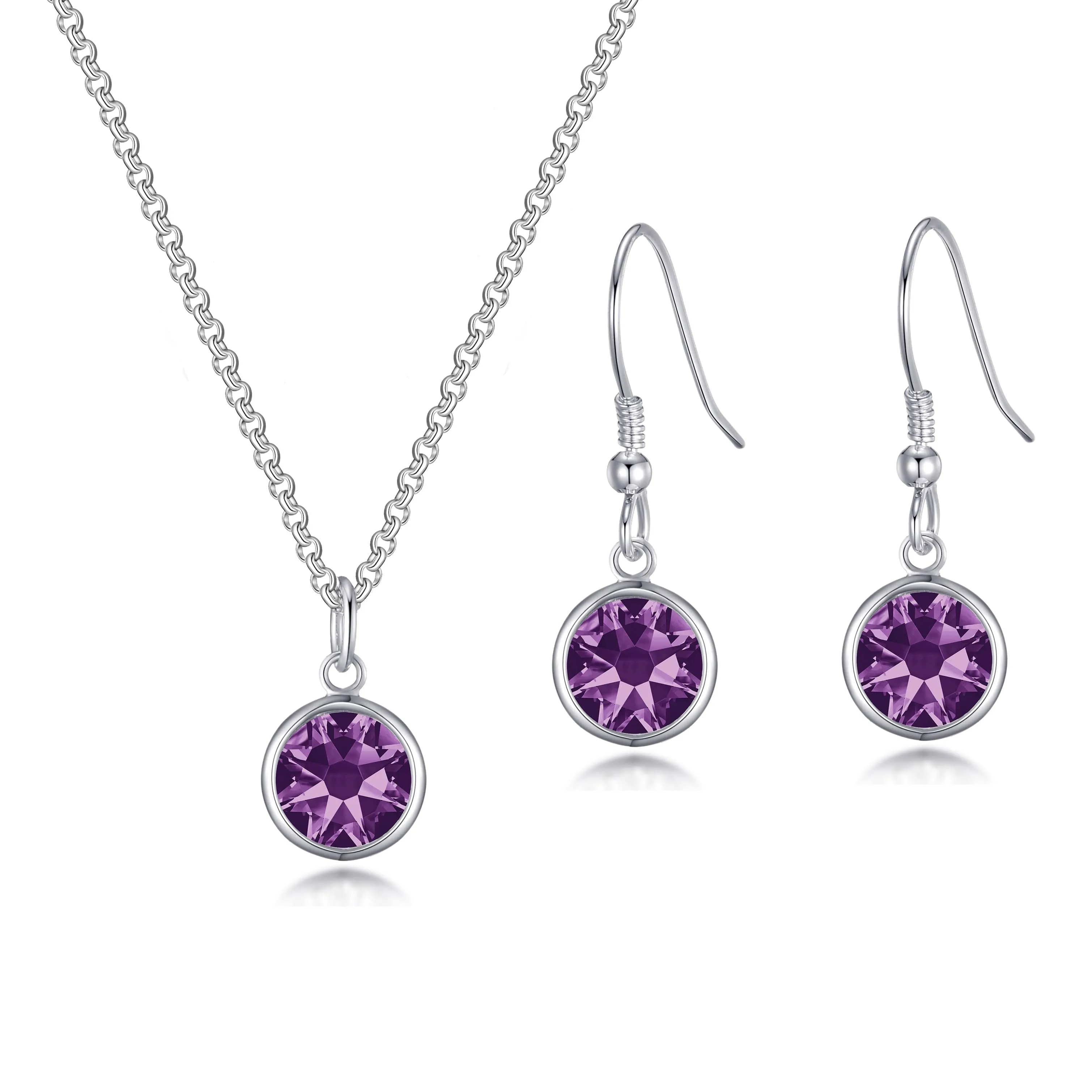 June (Alexandrite) Birthstone Necklace & Drop Earrings Set Created with Zircondia® Crystals