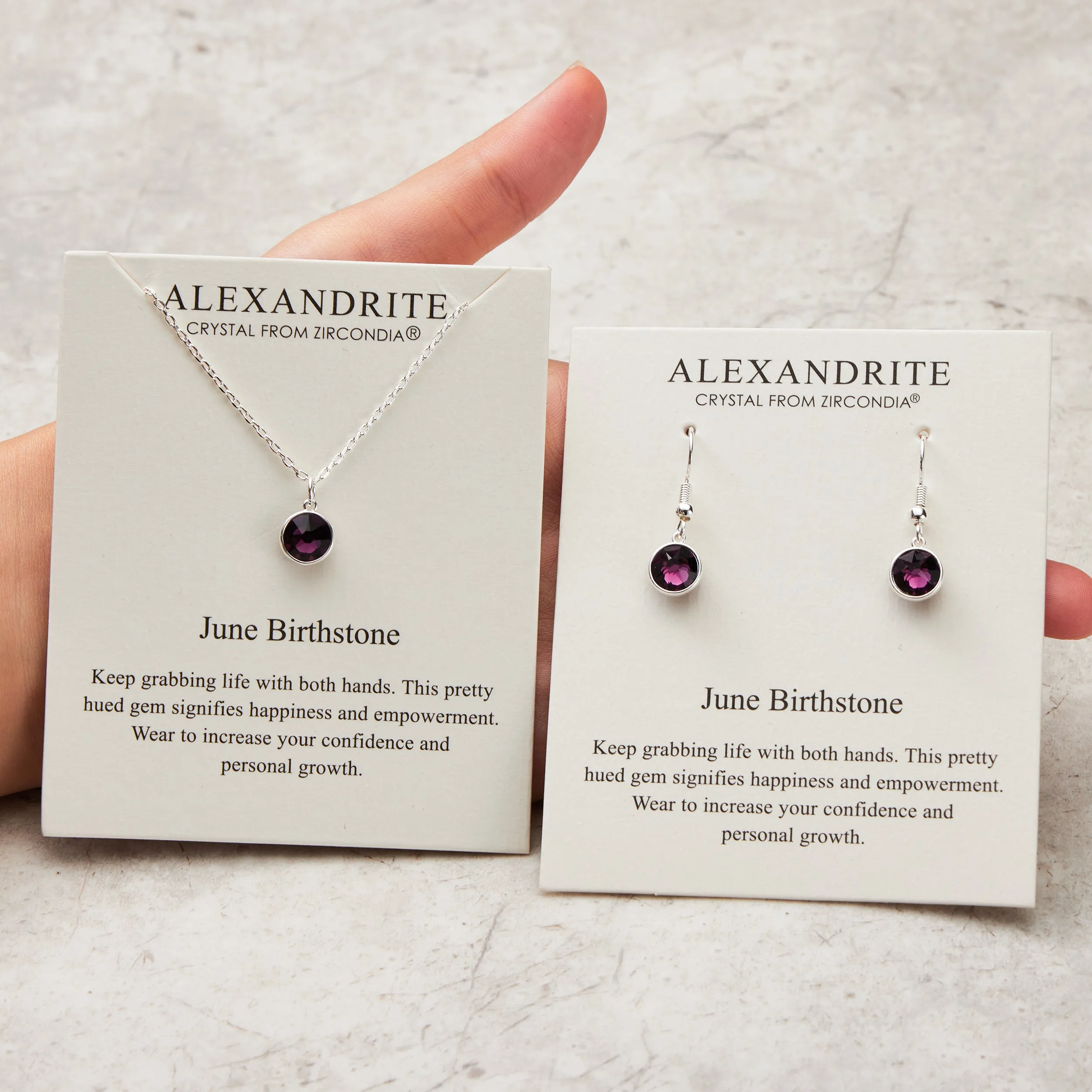 June (Alexandrite) Birthstone Necklace & Drop Earrings Set Created with Zircondia® Crystals