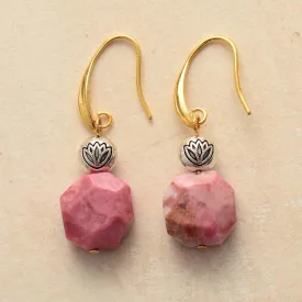 'Lotus' Charm Rhodonite Earrings