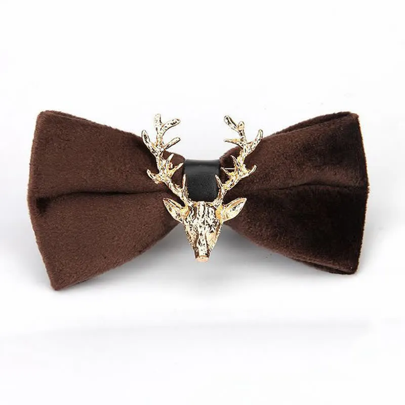 Men's Reindeer Head Velvet Bow Tie