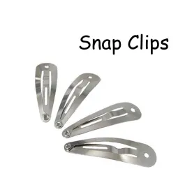 Metal Barrette Snap Clips w/ Hole - Tear Drop Shape