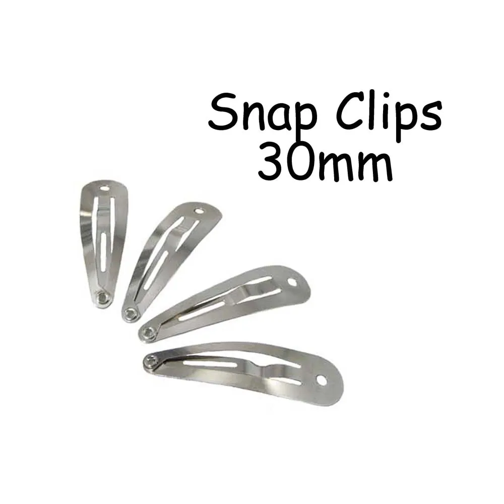 Metal Barrette Snap Clips w/ Hole - Tear Drop Shape