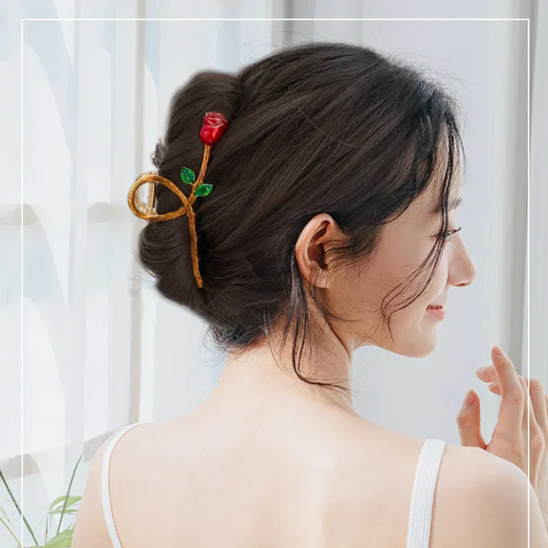 Metal Rose Flower Hair Clip