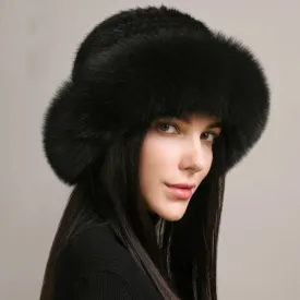 Natural Knitted Mink Fur Hat Cap Women Handmade Knit Headwear Beanies