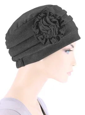 Pleated Winter Hat Fleece Lined Gray