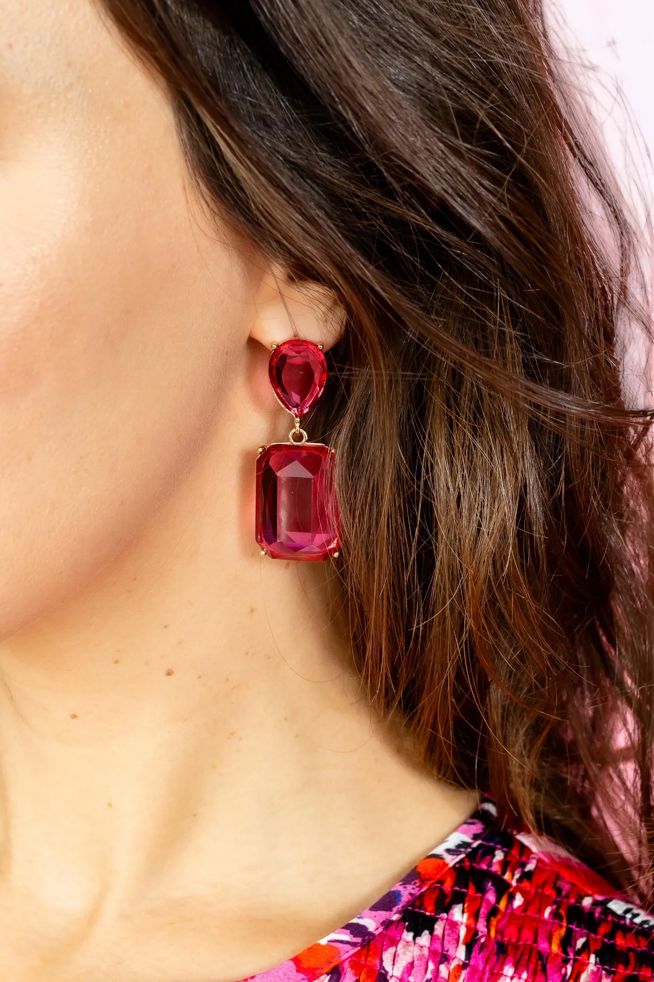 Poppy Square Crystal Drop Earrings