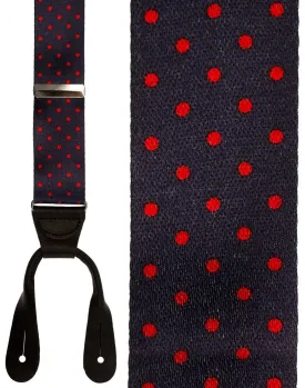 "Manhattan" Navy & Red Dots Suspenders