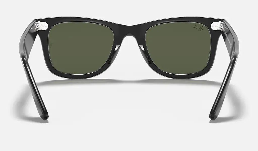 RAY-BAN Original Wayfarer Classic Sunglasses - Polished Black - Green G15 Lens