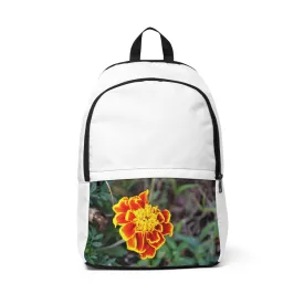 Red and Yellow Flower Unisex Fabric Backpack