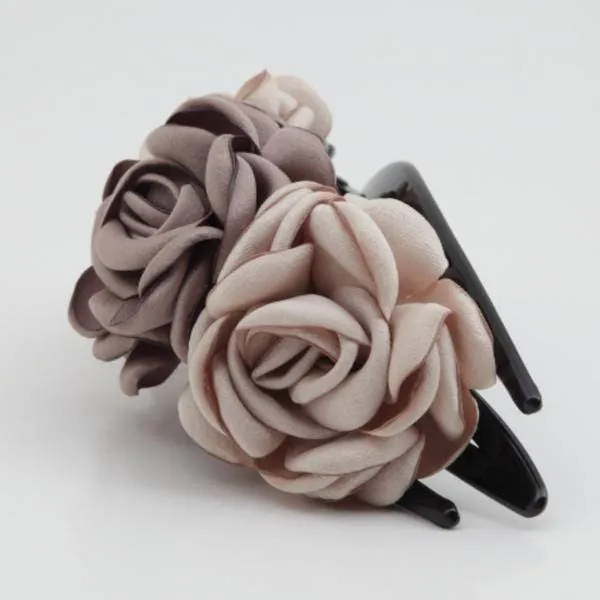 Rose Decorative 6 Prong Side hair Slide Jaw Claw Clip Clamp Flower Hair Accessories