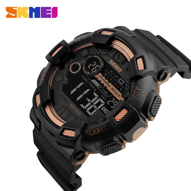 SKMEI 1243 Men Digital Wristwatches LED Display Multiple Time Zone 50M Waterproof Clock Relogio Masculino Outdoor Sports Watches