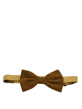 Solid Tan VELVET Bow Tie and Pocket Square Set