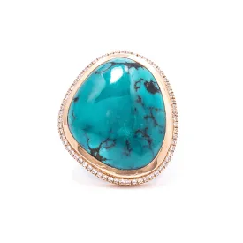 Turquoise & White Diamond Cocktail Ring