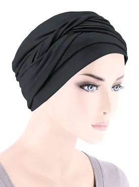 TWIST-BLACK#Twisty Turban in Buttery Soft Black