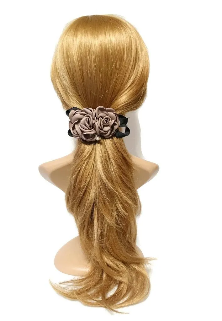 Two Rose Flowers French Hair Barrettes women hair clip